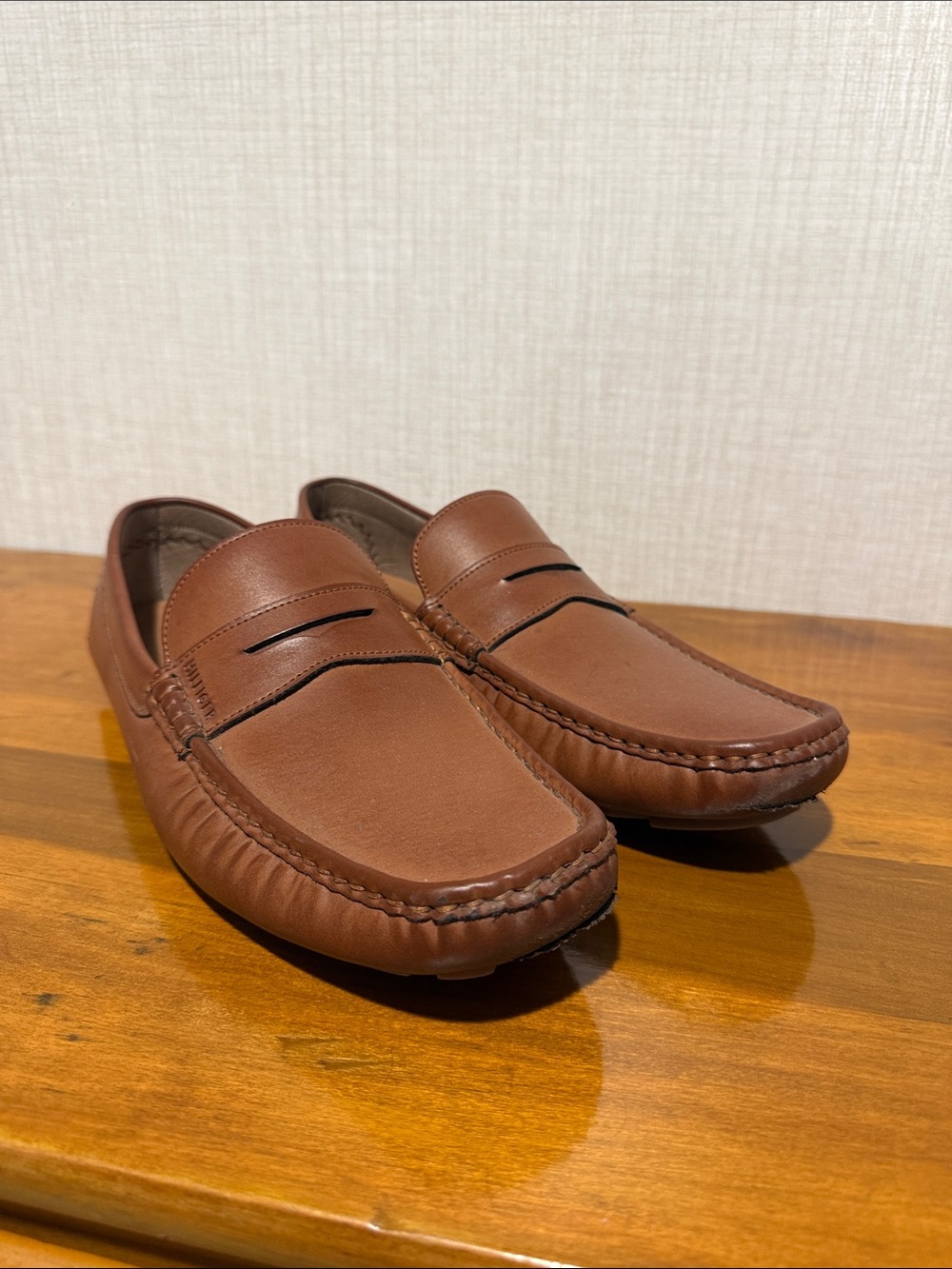 Classic Brown Leather Penny Loafers - Men's Dress Casual Tommy Hilfiger